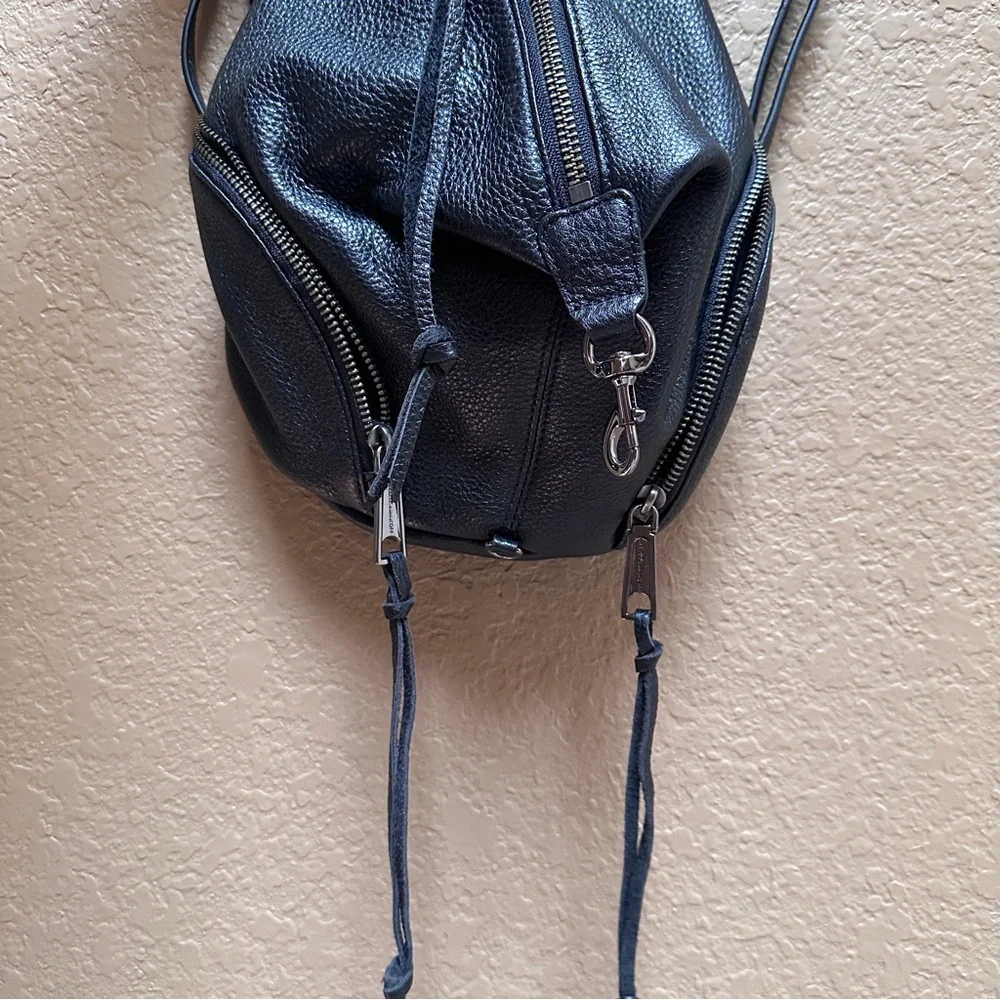 Rebecca Minkoff Black Leather Backpack with Vertical Zipper - Picture 6 of 12